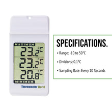 Load image into Gallery viewer, Digital Thermometer for Monitoring Maximum and Minimum Temperatures — High Low Thermometer