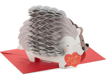 Load image into Gallery viewer, Honeycomb Hedgehog — Hallmark Paper Wonder Pop Up Valentines Day Card