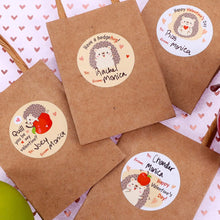Load image into Gallery viewer, Hedgehog Valentine's Day Labels for Kids — Cute Animal Stickers — To/From Happy Valentine's Day Stickers (40 Count)