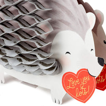 Load image into Gallery viewer, Honeycomb Hedgehog — Hallmark Paper Wonder Pop Up Valentines Day Card