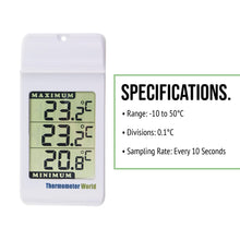Load image into Gallery viewer, Digital Thermometer for Monitoring Maximum and Minimum Temperatures — High Low Thermometer
