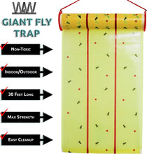 Load image into Gallery viewer, Giant Sticky Fly Trap Roll — MAX Strength — Outdoor / Indoor — Non-Toxic — For Flies and Other Bugs (2 Pack)

