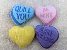 Load image into Gallery viewer, Hedgehog Toy Cage Buddy — Candy Hearts Valentine&#39;s Day Fleece Stuffie
