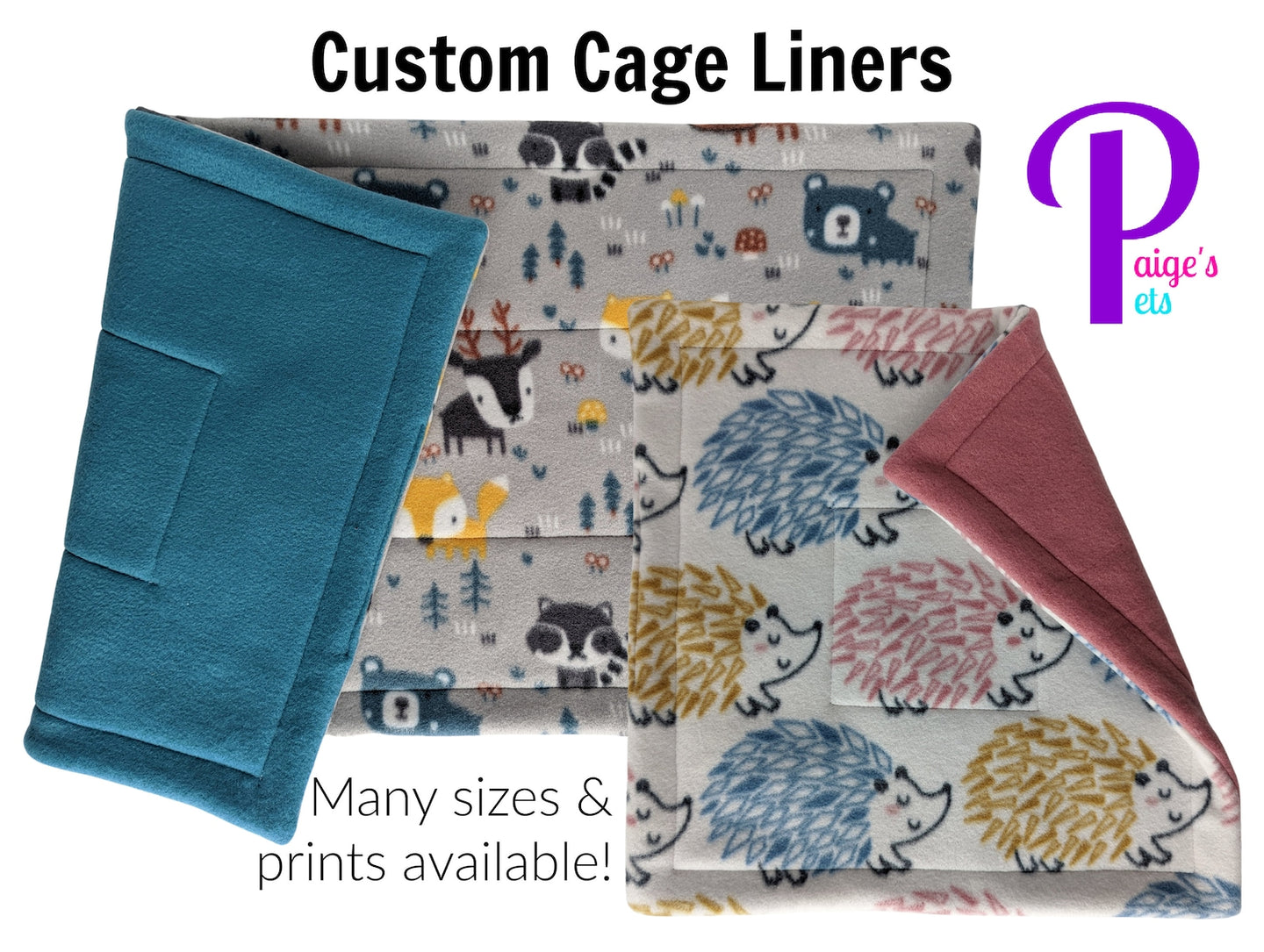 Paige's Pets Custom Fleece Hedgehog Cage Liner and Lap Pad